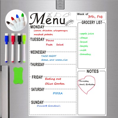 Magnetic Whiteboard Weekly Planner Menu Meal Grocery To Do List Fridge Sticker Marker Pen Schedule Erase Board Technology