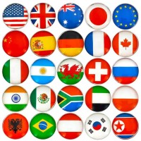 25pcs Beautiful Crystal Glass Refrigerator Magnets National flag Fridge Stickers