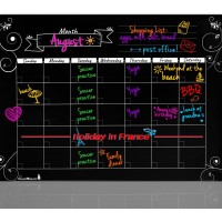 Magnetic Calendar for Refrigerator and Magnetic Grocery List for Fridge with Free Chalk Markers Dry Erase Calendar